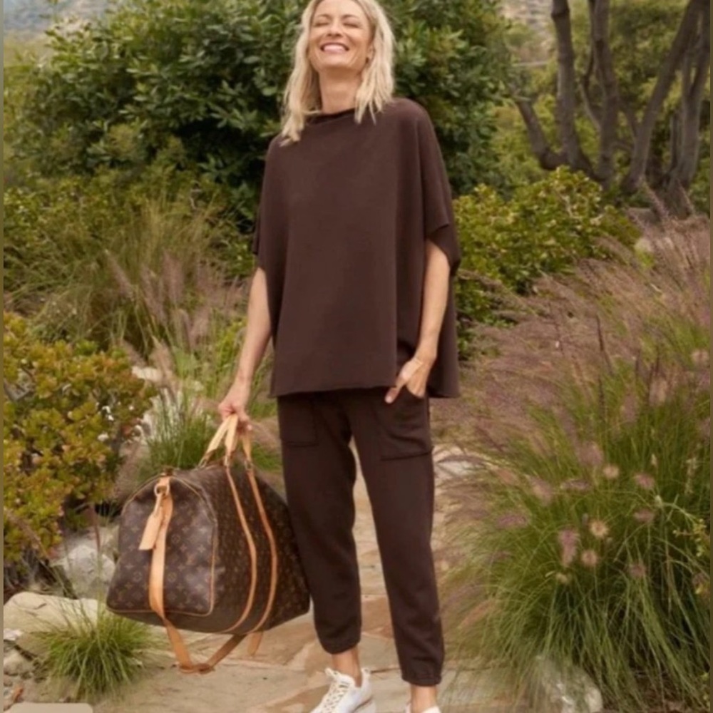 Frank & Eileen AUDREY Funnel Neck Capelet Brown Triple Terry OS